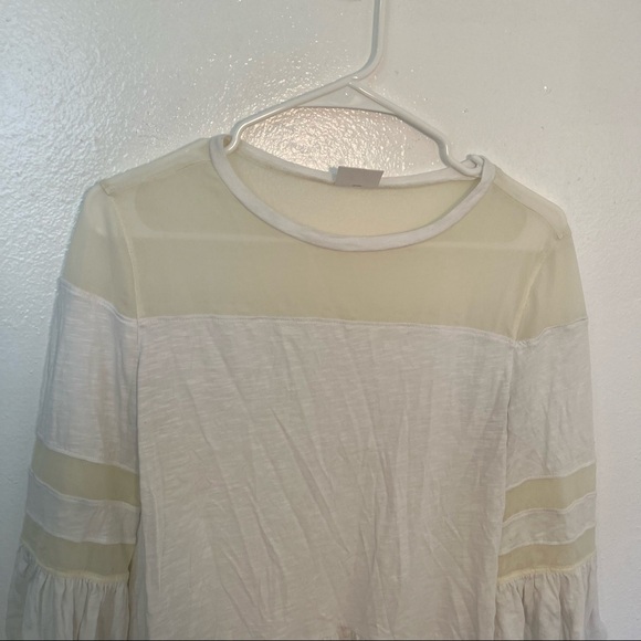 Abound Ruffle Peplum Blouse Bell Sleeve White Mesh - Picture 3 of 9